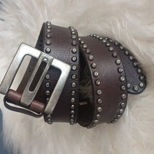 Joe's Jeans Studded Brown Leather Belt